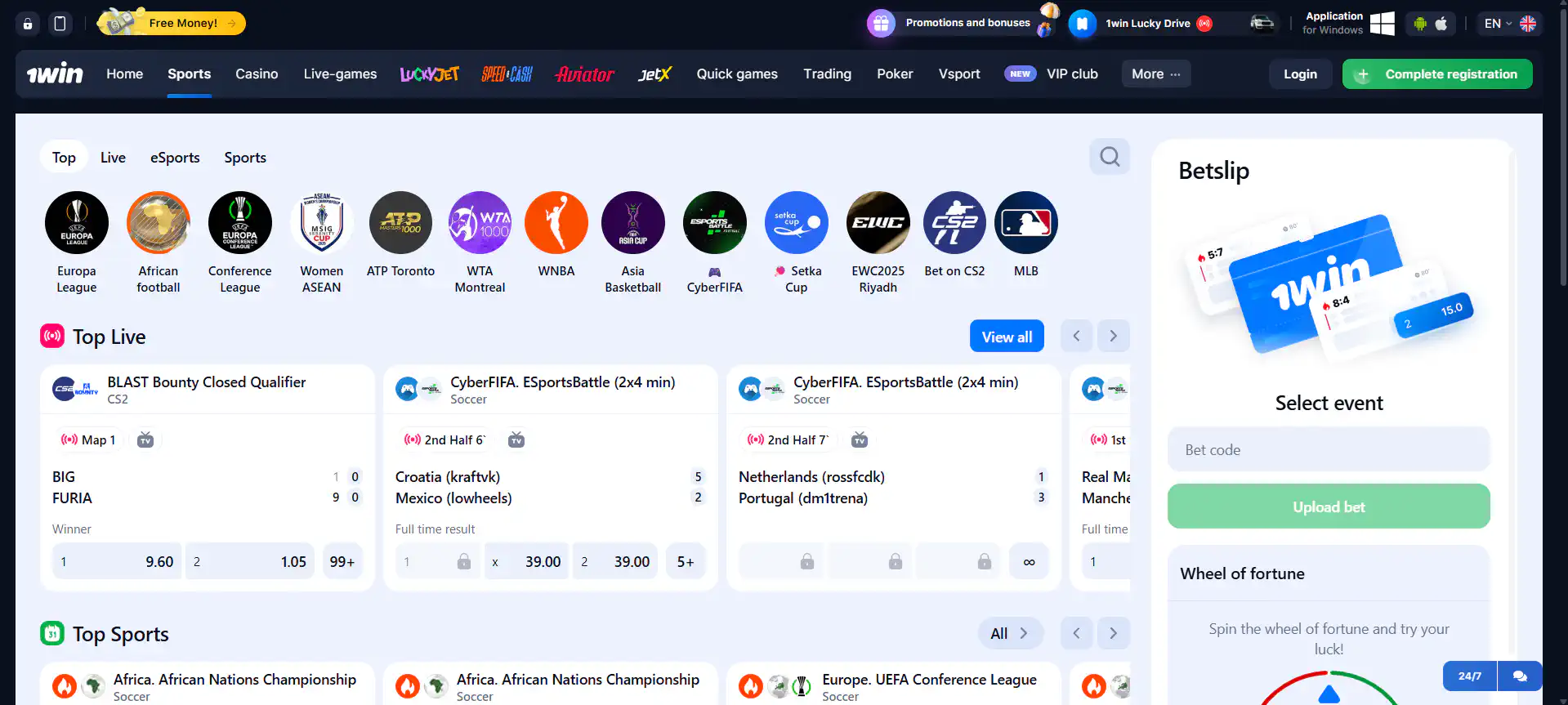 Place live and pre-match sports bets on 1win in Bangladesh with great odds